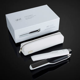 plancha pelo de viaje sin cables GHD unplugged blanca